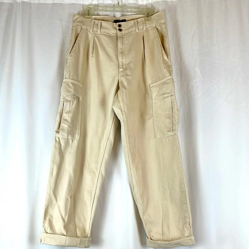 SOLD Banana Republic Twill Cargo Pant Transition Cream size 8 NWT - Picture 3 of 11